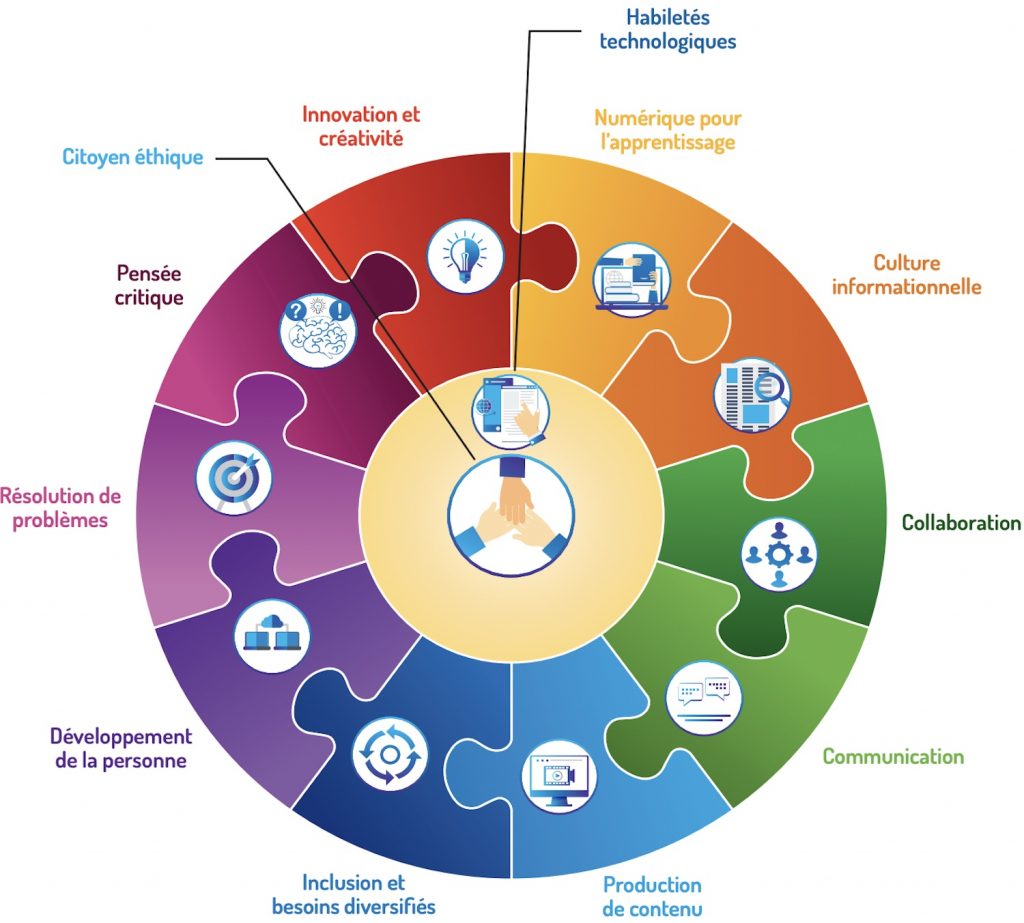 roue des compétences numériques montrant les 12 dimensions