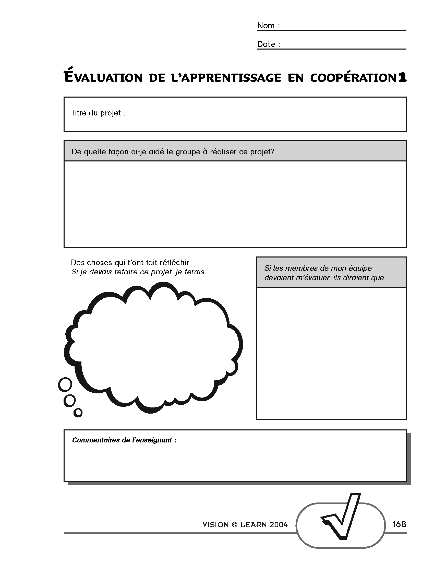 Evaluation de l'apprentissage en cooperation 1