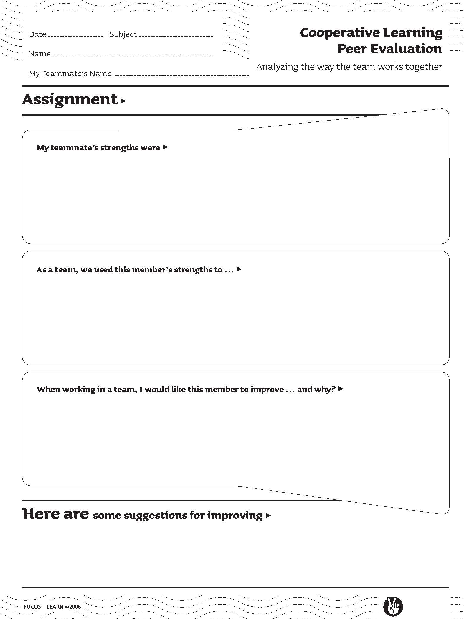Cooperative Learning Peer Evaluation
