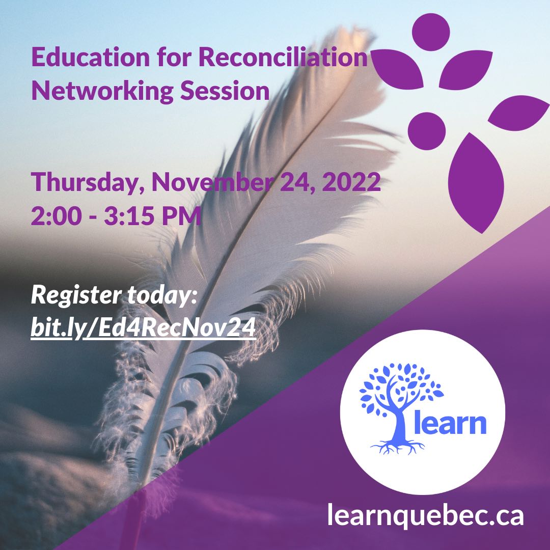 Education for Reconciliation Network session on November 24, 2022 2pm until 3:15pm