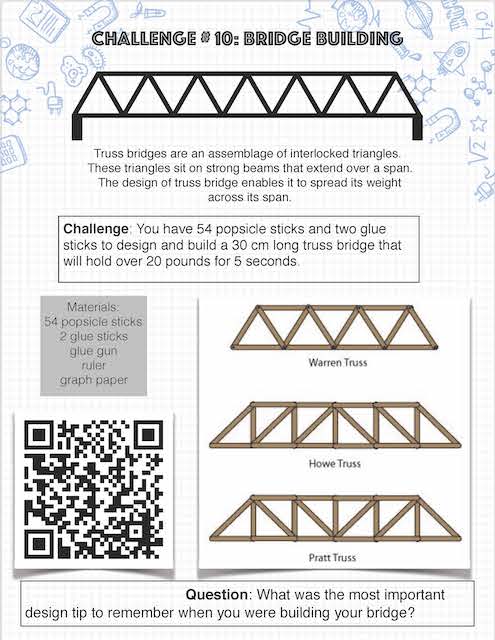 bridge building challenge graphic which can be accessed in PDF form by clicking on heading