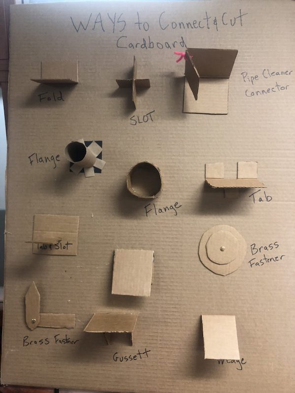 different ways to connect cardboard display created by Chris Colley
