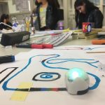 ozobot on coded path drawn with markers