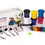 Showing the contents of the Squishy Circuits kit